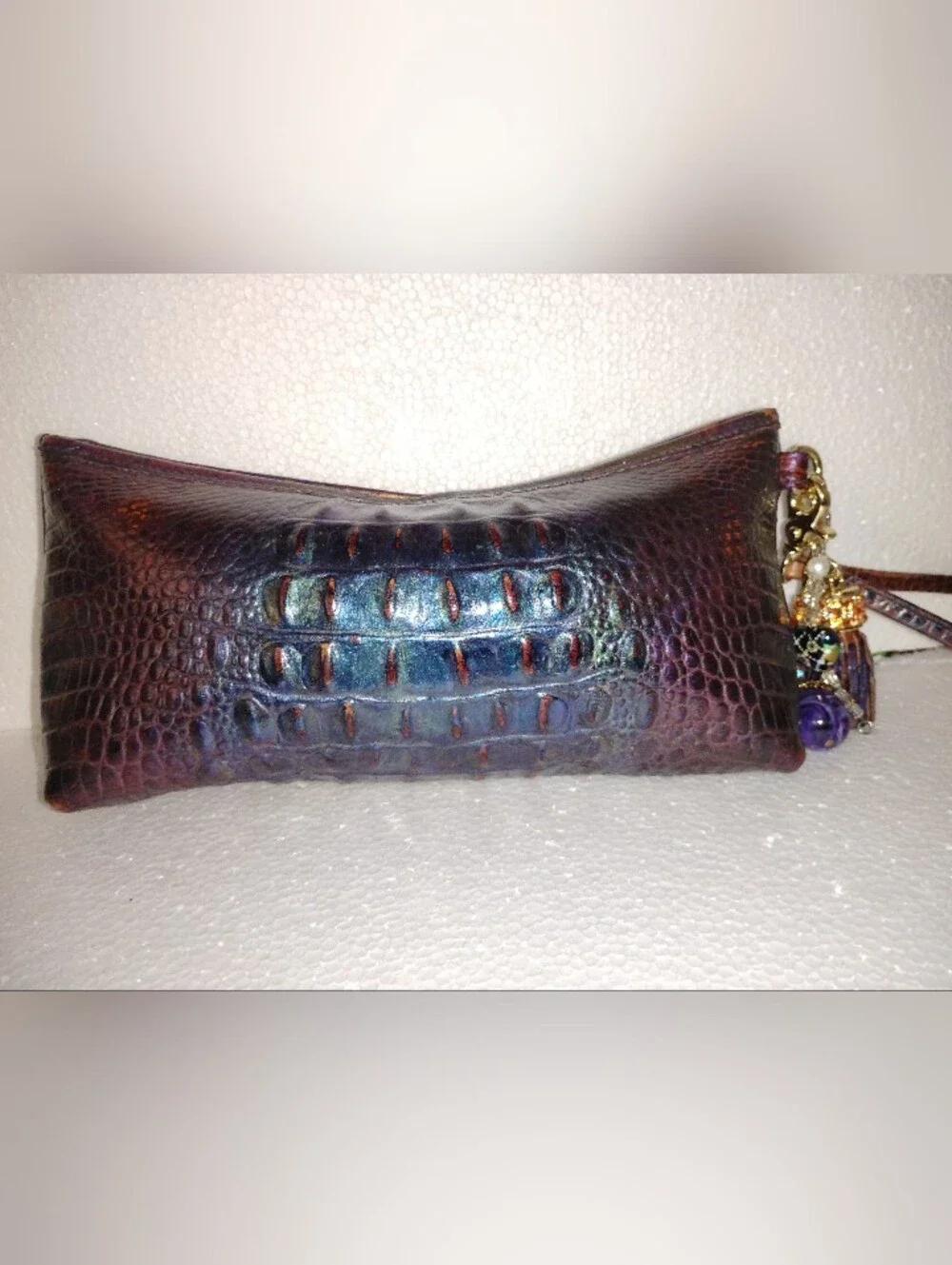 Brahmin Clutch Baguette Demi Bag Dragon Style Iridescent